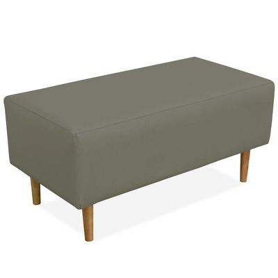 Kit 02 Puffs Decorativo Sala de Estar Cléo W01 Pés Palito 90 cm Corino Cinza - Lyam Decor
