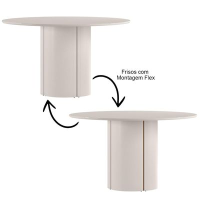 Mesa de Jantar 6 Lugares Redonda 135cm Verbena N01 Off White - Lyam Decor