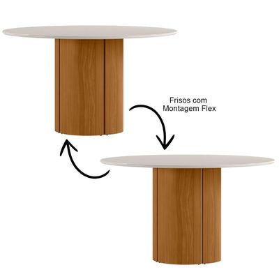 Mesa de Jantar 6 Lugares Redonda 135cm Verbena N01 Ypê Off White - Lyam Decor
