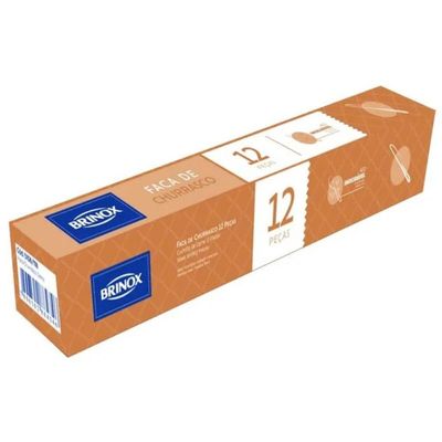Jogo 12 Facas de Churrasco Serrinha Inox 19,7cm Brinox Siena