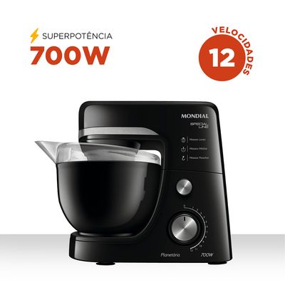 Batedeira Planetária Mondial Special Line B48BSL Preto com Inox 220V