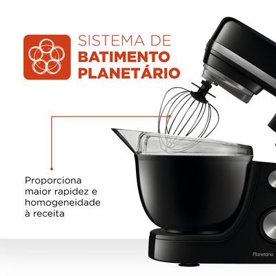 Batedeira Planetária Mondial Special Line B48BSL Preto com Inox 220V