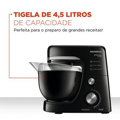 Batedeira Planetária Mondial Special Line B48BSL Preto com Inox 220V