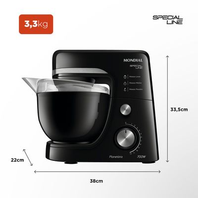 Batedeira Planetária Mondial Special Line B48BSL Preto com Inox 220V