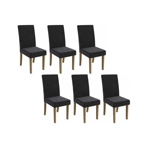 Cadeira Sala De Jantar 2cad131fr Kit 6 Un Freijo-suede Preto A038 - Kappesberg