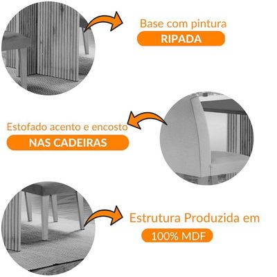 Sala De Jantar Mesa Olimpia Vidro Canto Reto Com 4 Cadeiras Marrom/off White/imbuia Ripado
