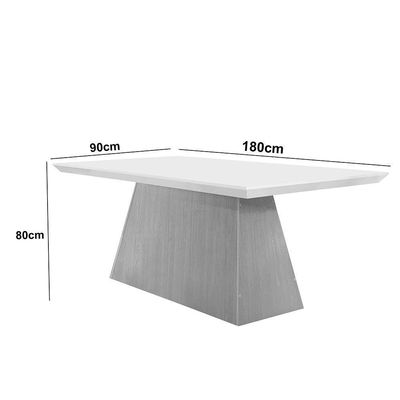 Mesa Para Sala De Jantar Aida 180cm Em Mdf E Vidro Grafite Imbuia Ripado Grafite