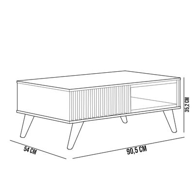 Mesa De Centro Para Sala De Estar 01 Nicho Delta C04 Preto Fosco Noce Milano - Lyam Decor