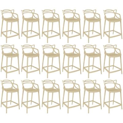Kit 18 Banquetas Média Allegra 66cm Design Cozinha/bancada - Nude