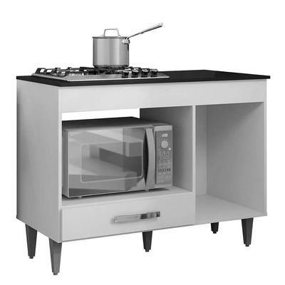 Balcão Cooktop Mdp 100cm Carla 1 Porta Ajl Móveis Preto