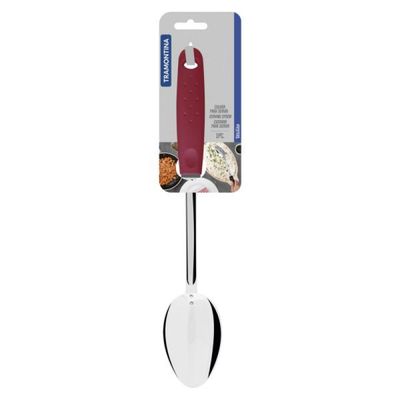 Colher para Servir Tramontina Utilita em Aço Inox com Cabo de Polipropileno Vermelho