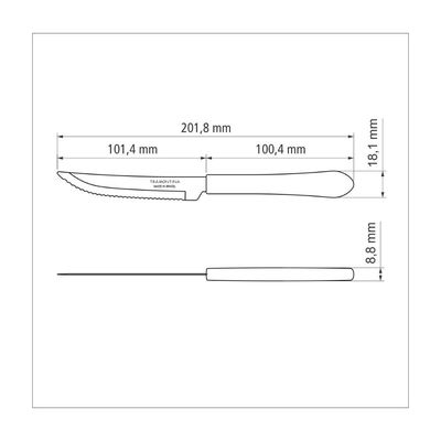 Kit 12 Faca Churrasco Tramontina Leme Inox Vermelho 4"