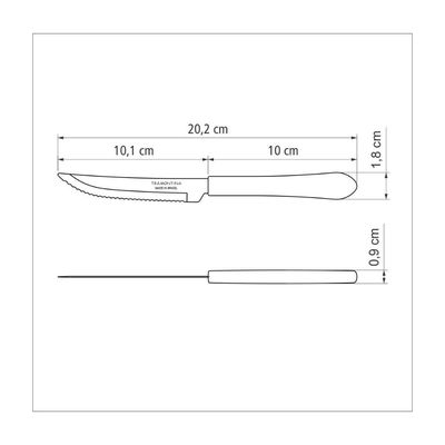 Kit 12 Faca Churrasco Tramontina Leme Inox Preto 4"