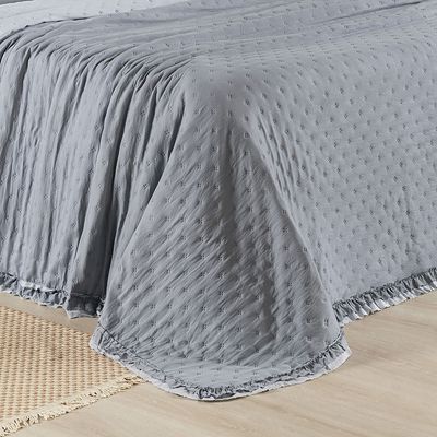 Cobre Leito Colcha King Luar 3 Peças Cinza - 100% Poliéster