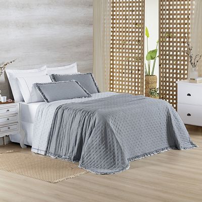 Cobre Leito Colcha King Luar 3 Peças Cinza - 100% Poliéster