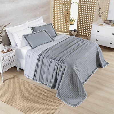 Cobre Leito Colcha King Luar 3 Peças Cinza - 100% Poliéster