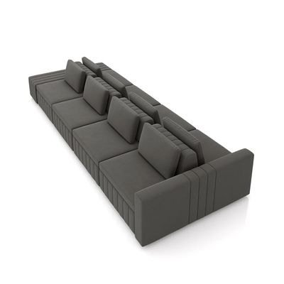 Sofá Ilha com Encosto e Almofadas Móveis Olimpo 505cm Modulado Veludo Grafite G45 - Gran Belo