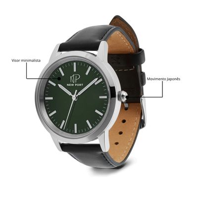 Relógio Masculino Elegante Prata Casual Clássico New Port