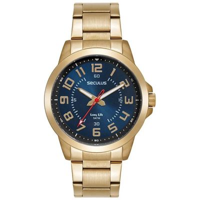 Relógio Seculus Masculino Ref: 44296gpsvda4 Casual Dourado