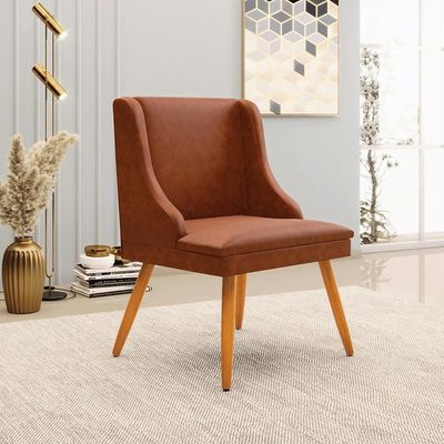 Kit 5 Cadeiras Decorativas Sala de Jantar Pés Palito de Madeira Firenze PU Nozes/Natural G19 - Gran Belo