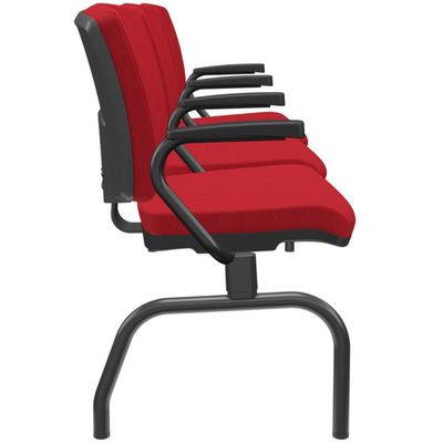 Cadeira Longarina 3 Lugares Aeroporto Recepção Preto Baixa Flexi P03 Poliéster Vermelho - Lyam