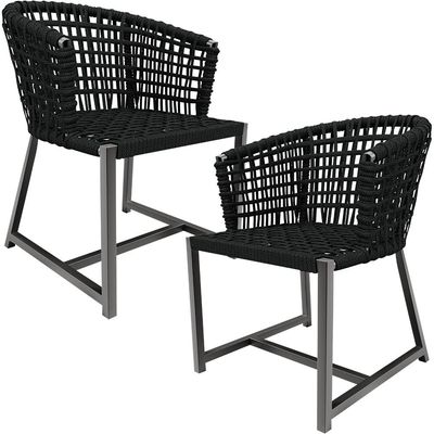 Kit 02 Cadeiras Decorativas Para Área Gourmet Cozinha Corda Náutica Belize D04 Preto - Lyam Decor