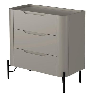 Mesa De Cabeceira Orgânica 3 Gavetas Pés Industrial Preto Bliss I03 Grigio - Lyam Decor