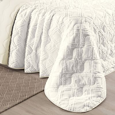 Kit Cobre Leito Colcha Adele Queen Dupla Face Micropercal 300 Fios 3 Peças - Branco Off White
