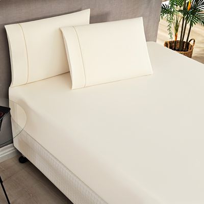 Jogo Cama Lençol Home Basic Queen 180 Fios c/ Ponto Palito 3 Peças - Palha