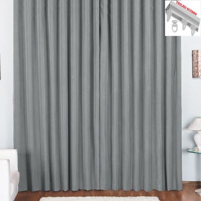 Cortina Tóquio para Trilho Suisso Max Tecido Oxford 4,00m x 2,80m Janela Quarto Sala - Cinza