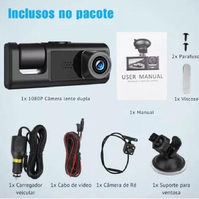 Câmera Monitor Veicular Dupla Frontal e Interna Para Uber Full Hd 1080p
