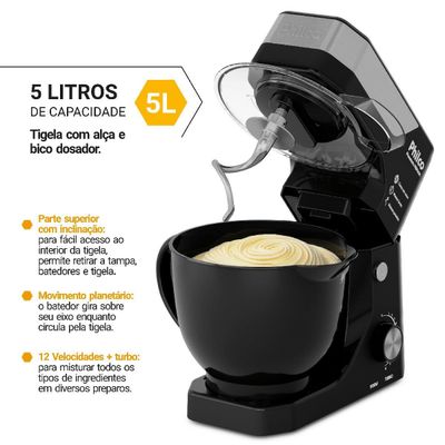 Batedeira Planetária Philco Concept 5L 900W Turbo PBP90A 220V