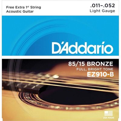 Encordoamento De Aco Para Violão Ez910-b 6 Cordas Light