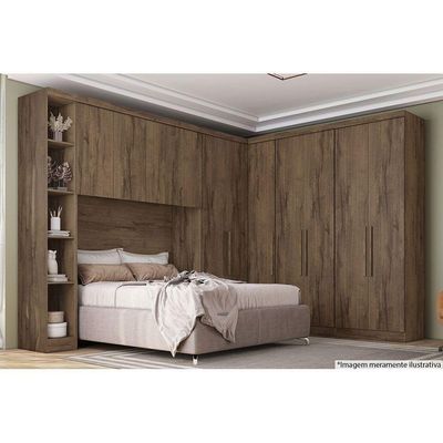 Módulo De Quarto Casal Armário Cantoneira Rizon-linea C- 4 Prateleiras Neve - Novo Horizonte