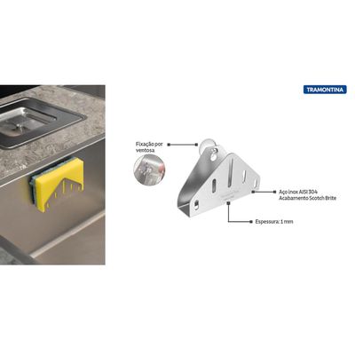 Suporte para Esponja Inox Tramontina Acabamento Scotch Brite