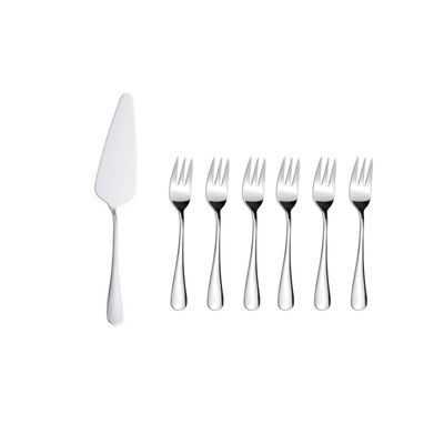 Espatula e Garfo de Bolo Talheres Sobremesa Aço Inox Kit 7un