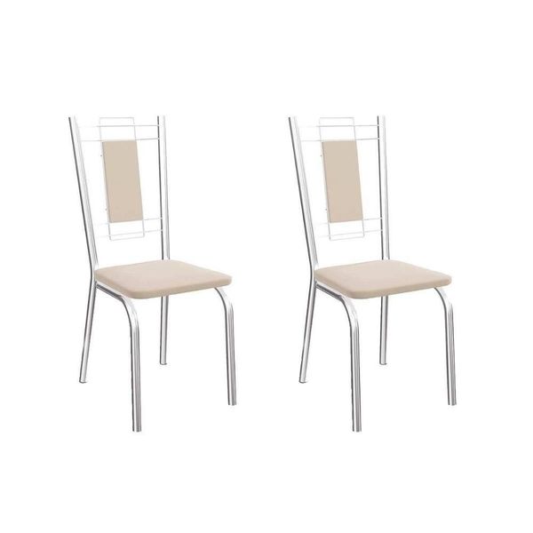 Cadeira Sala de Jantar Florença 2C005 Kit Cromado Courano Nude Cadeira Sala de Jantar Florença 2C005 Kit Cromado Courano Nude