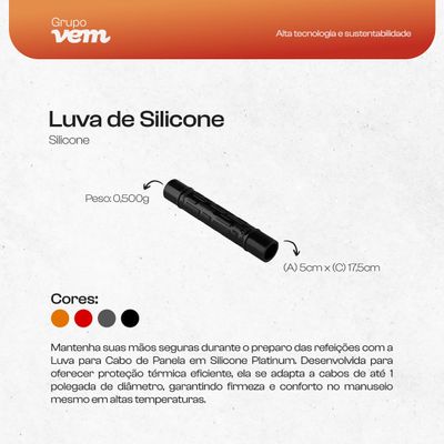 Luva De Silicone 17,5cm Preta Para Cabo De Panela