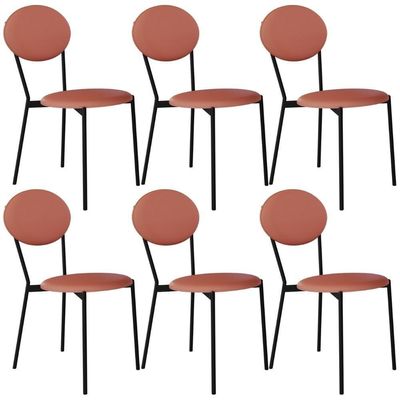 Kit 06 Cadeiras Estofada Para Sala De Jantar Azuri Preto C01 Courino Terra Rosê - Lyam Decor