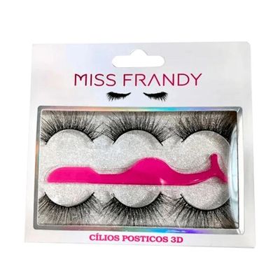 Kit Miss Frandy Cílios Postiços Com 3 Pares E Uma Pinça