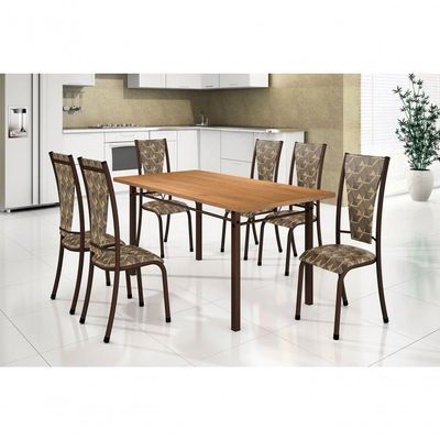 Conjunto Mônaco 06 Cadeiras Com Base Piauí Bm Tubulares Bp Noce Oro-courino 120