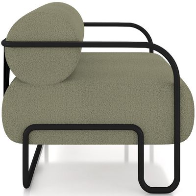 Poltrona Decorativa Pés Industrial Moscou K01 Bouclê Verde - Lyam Decor