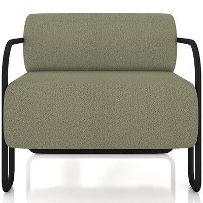 Poltrona Decorativa Pés Industrial Moscou K01 Bouclê Verde - Lyam Decor