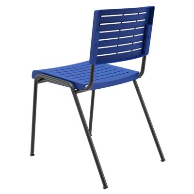 Kit 02 Cadeiras Empilhável Fixa Escritório Multiuso Base Preta Kimi P03 Azul - Lyam Decor