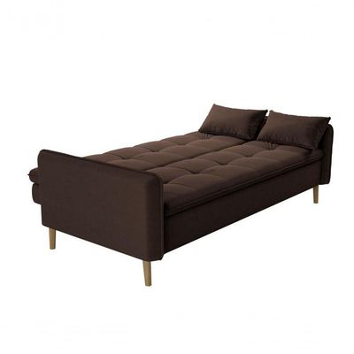 Sofá Cama Casal Reclinável Donna - Veludo Marrom Escuro