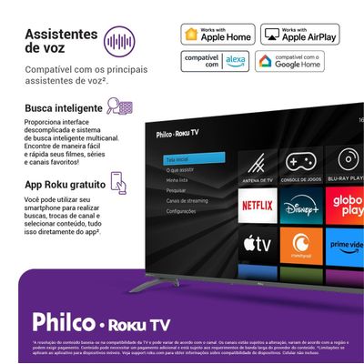 Smart TV 50” Philco LED Roku TV Dolby Audio PTV50VA4REGB Bivolt