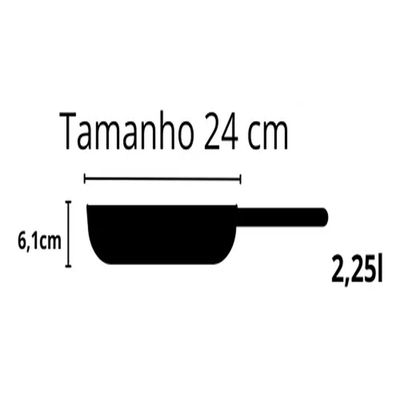 Frigideira Funda Alumínio Fundido nº 24 Tampa de Vidro  Chocolate Cava