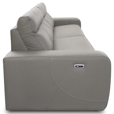 Sofá 4 Lugares Rettrátil Reclinável Elétrico 284cm Mazi L06 Couro Cinza - Lyam Decor