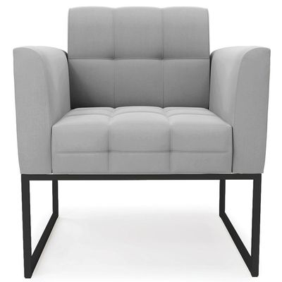 Poltrona Base Industrial Preto Kit 2 Ana Suede Cinza - Ibiza