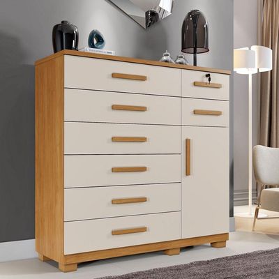 Cômoda Pernambuco 8 Gavetas 1 Porta Com Sapateira - Benetil Cinamomo Off
